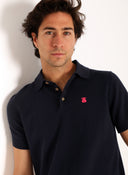 Polo Punto Azul Marino Liso Hombre
