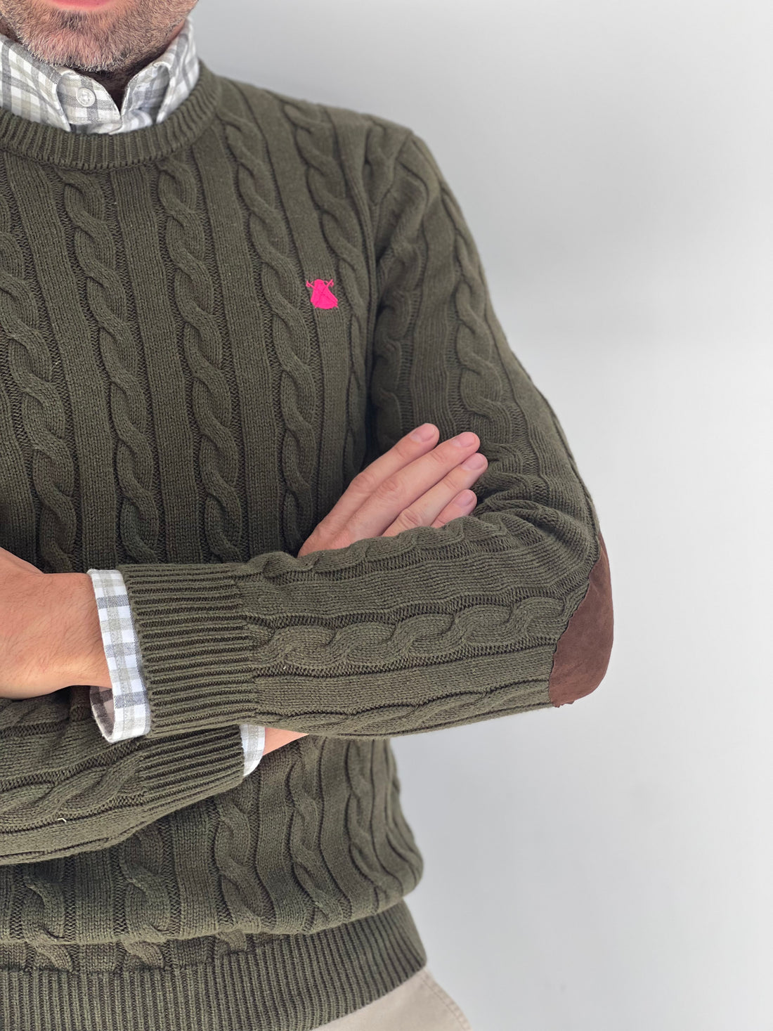 Men's Eights Elbow Pads Sweater Khaki