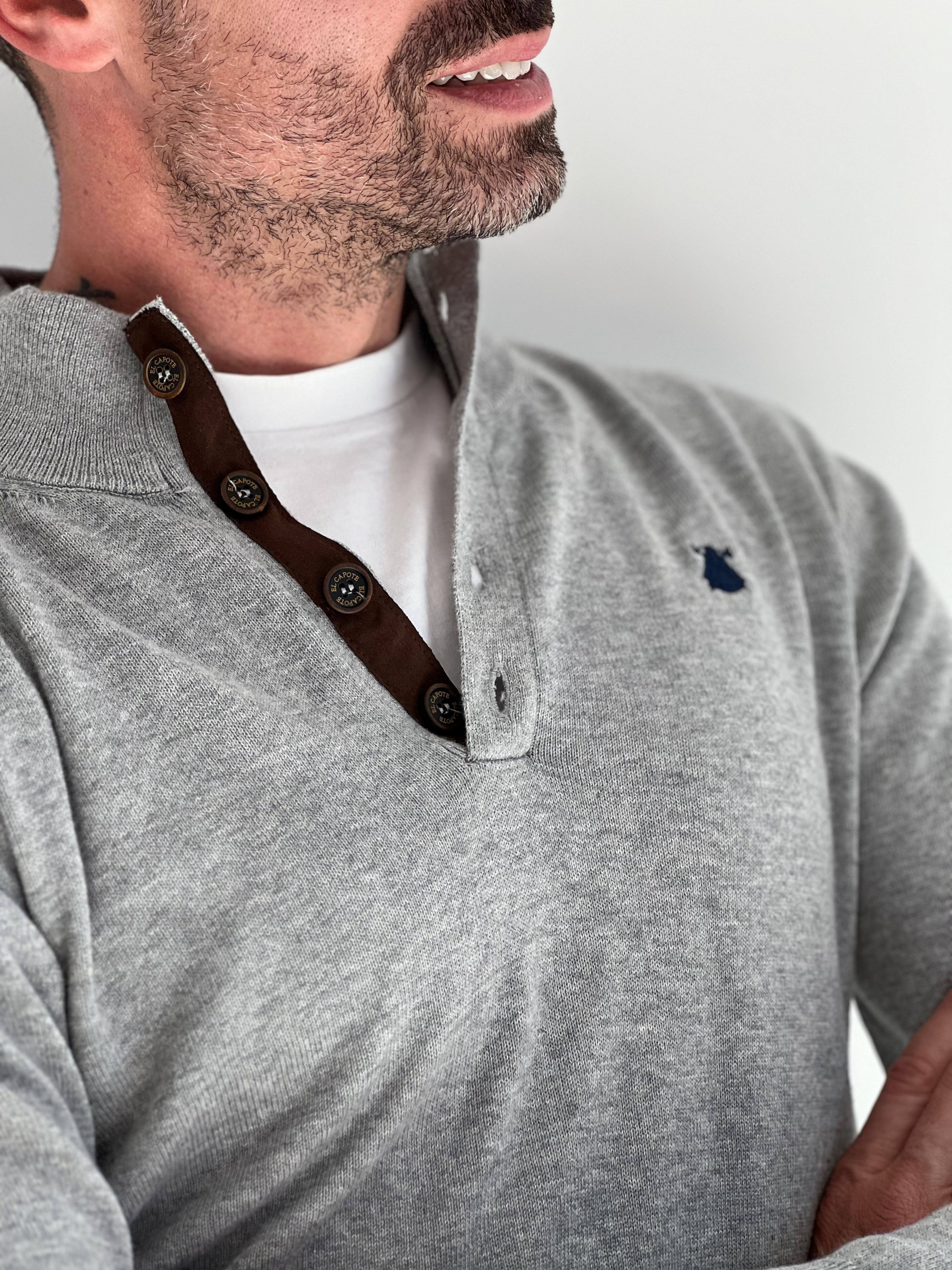 Pull Homme Gris 4 Boutons