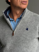 Jersey Gris Lambswool Cuello Cremallera Hombre