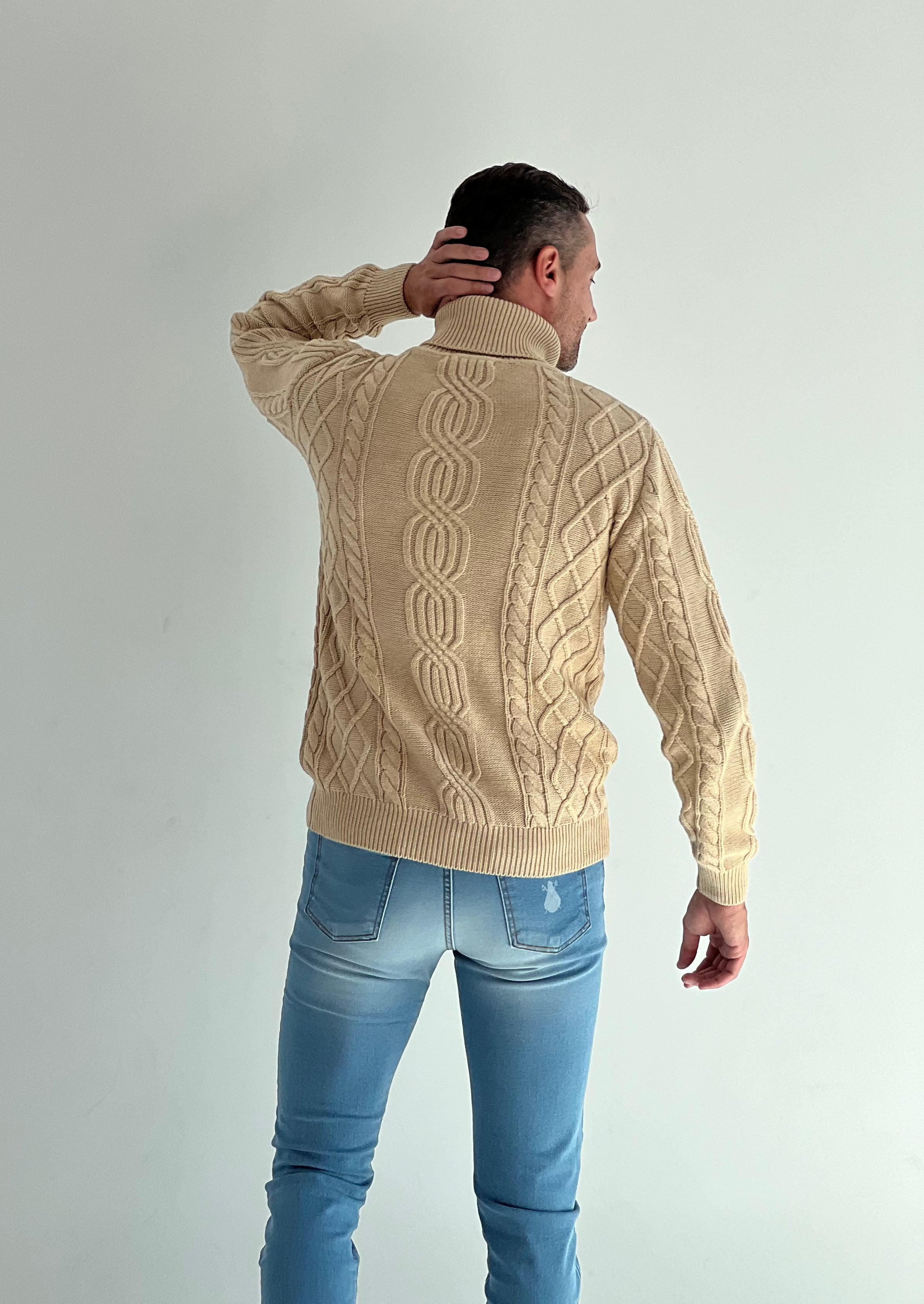 Men's Cable Knit Sweater Beige