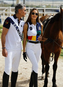 Polo Blanco Franja Azul Marino Hombre