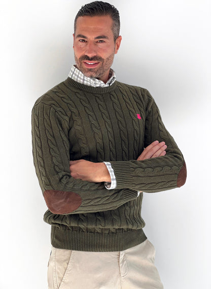 Men's Eights Elbow Pads Sweater Khaki