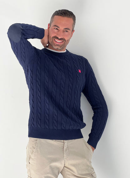 Men's Eights Elbow Pads Sweater Navy