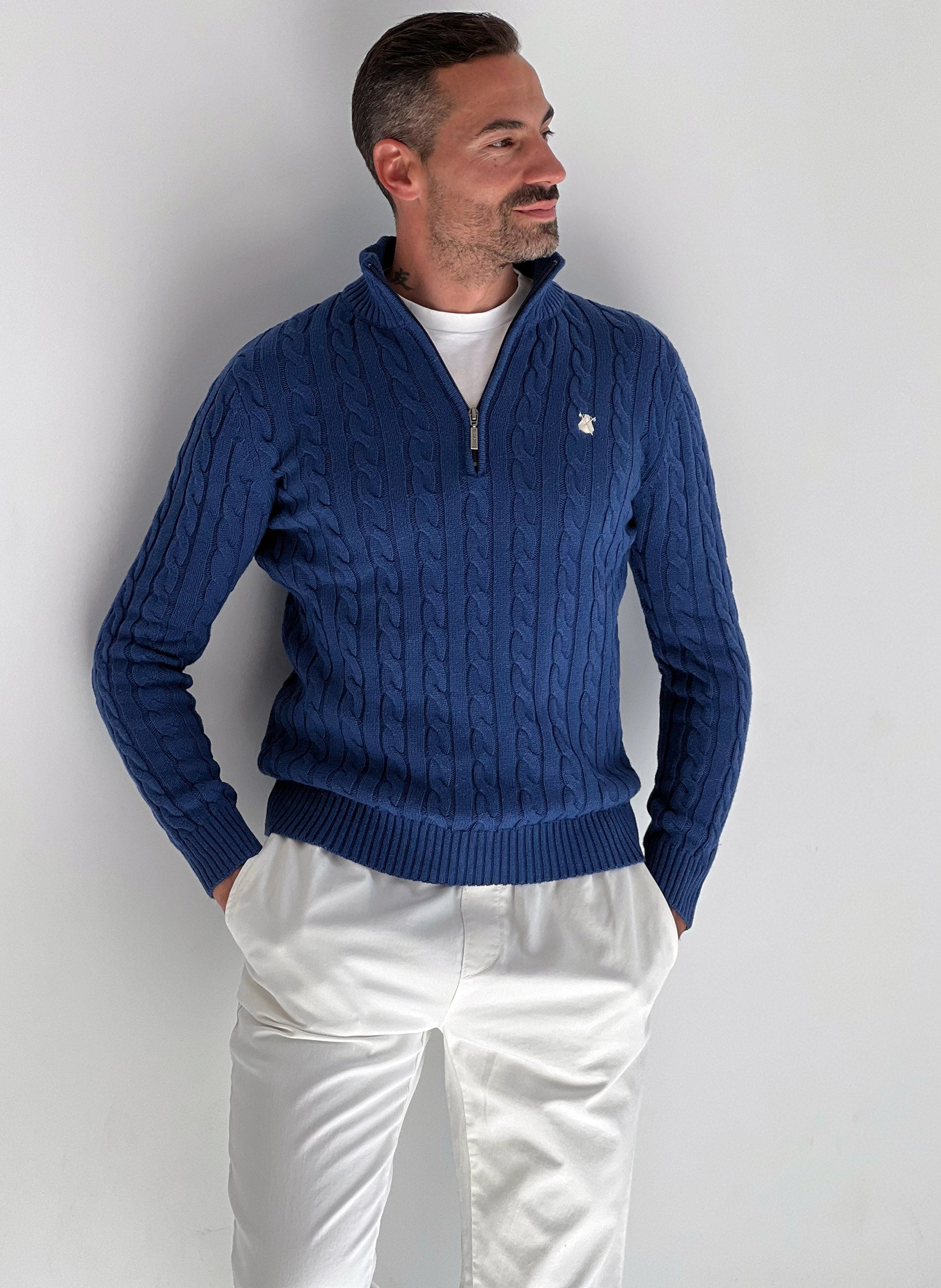 Men's Blue Eight Zipper Sweater