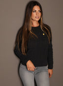 Schwarzer Zopfstrickpullover für Damen