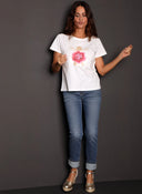 Camiseta Blanca Capote Clavel Mujer