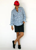 Camisa Estampada Hojas Azules Hombre