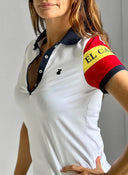 Polo Blanco Manga España Interlock Mujer