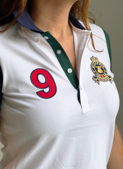 Damen-Poloshirt mit zweifarbigen Ärmeln