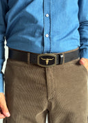 Cinturón Negro Piel Vacuno Chapón Toro