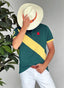 Polo Hombre Verde Franja Amarilla