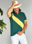 Polo Hombre Verde Franja Amarilla