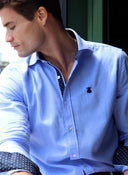 Camisa Hombre Azul Oxford lunares