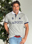 Polo Gris Espalda Blanca Hombre