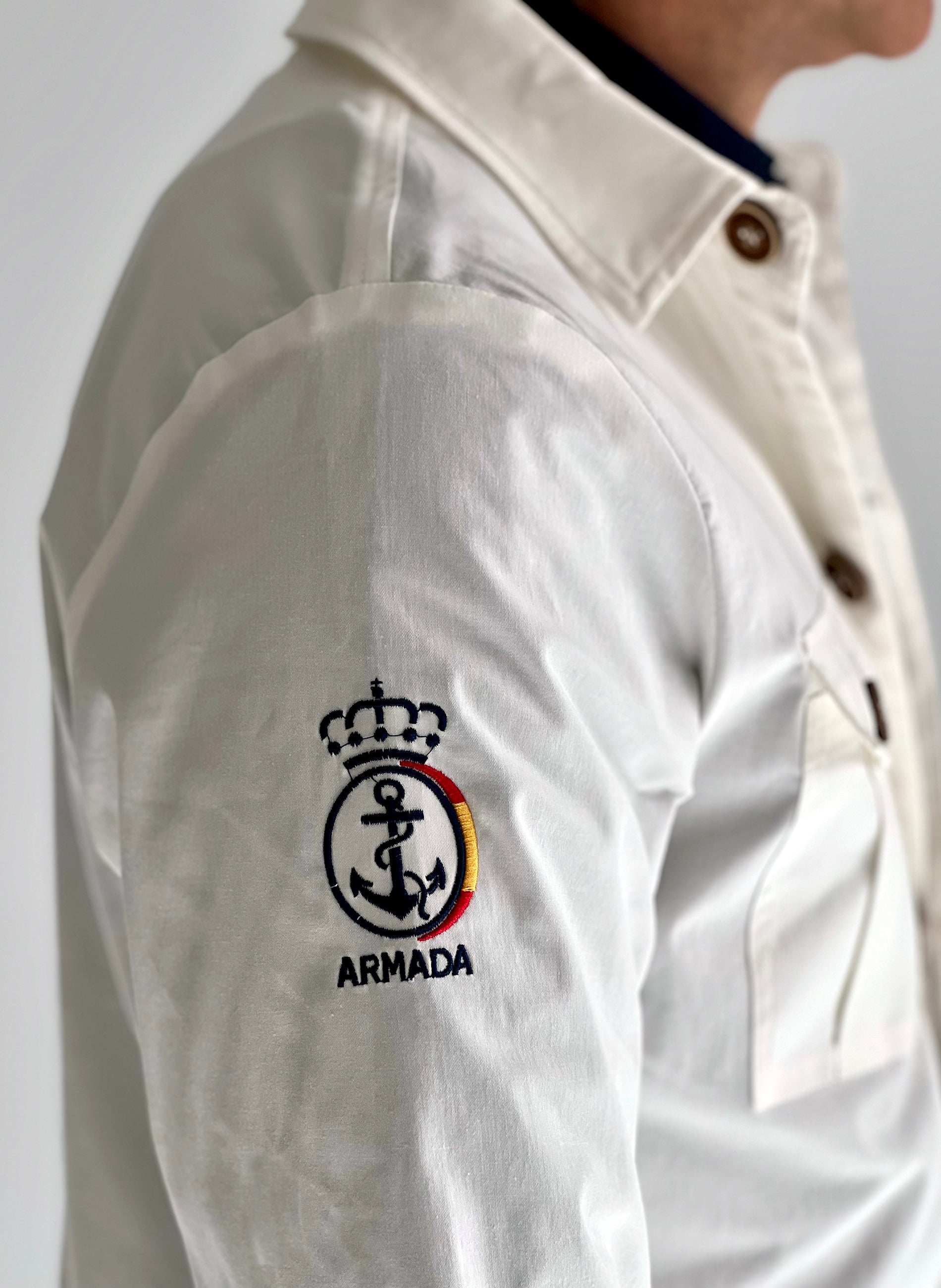 Weiße Sahara-Jacke, spanische Marine, Herren