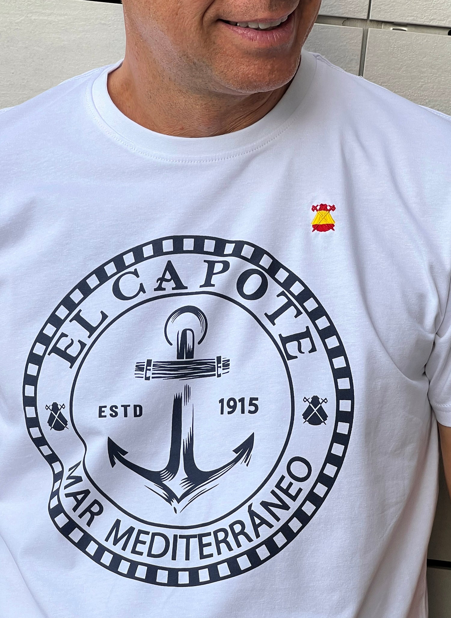 Camiseta Blanca Mar Mediterráneo Hombre