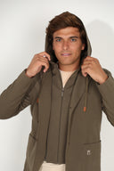 Americana Verde Kaki Capucha Desmontable Hombre