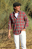 Camisa Franela Cuadros Rojos y Gris Hombre