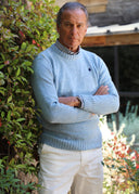 Jersey Celeste Jaspeado Cuello Caja Hombre