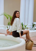 Sudadera Beige Lunares Negros Mujer
