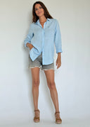 Camisa Celeste Lino Mujer