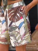 Bermuda Palmeras Beige Mujer