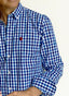 Camisa Cuadros Azules Cuello Botón Hombre