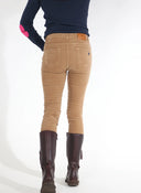 Pantalon Femme Micro Velours Côtelé Camel 