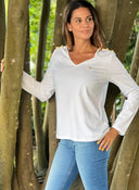 Camiseta Blanca Manga Larga Mujer