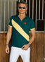 Polo Hombre Verde Franja Amarilla