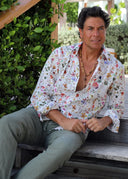 Camisa Blanca Flores Formentera Hombre