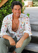 Camisa Blanca Flores Formentera Hombre