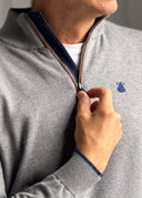 Jersey Gris Cuello Cremallera Hombre