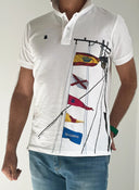 Polo Blanco Barco Banderas Hombre
