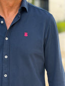 Camisa Piqué Azul Marino Hombre