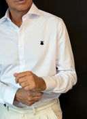 Camisa Blanca Punto Piqué Seda Hombre