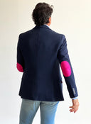 Americana Hombre Azul Coderas Rosas