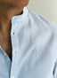 Men's Sky Blue Striped Mao Collar T-shirt