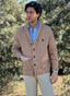 Cardigan Beige Cuello Smoking Hombre