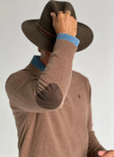 Jersey Marrón de Pico Coderas Hombre