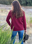 Jersey Burdeos Cuello Caja Mujer