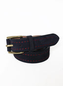 Ceinture en cuir fendu bleu marine