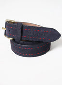 Ceinture en cuir fendu bleu marine