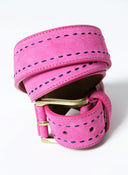 Ceinture en cuir fendu rose