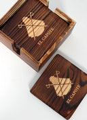 Box with 6 Pine Wood coasters