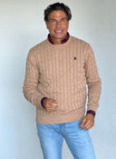 Jersey Ochos Beige  Cuello Caja Coderas Hombre