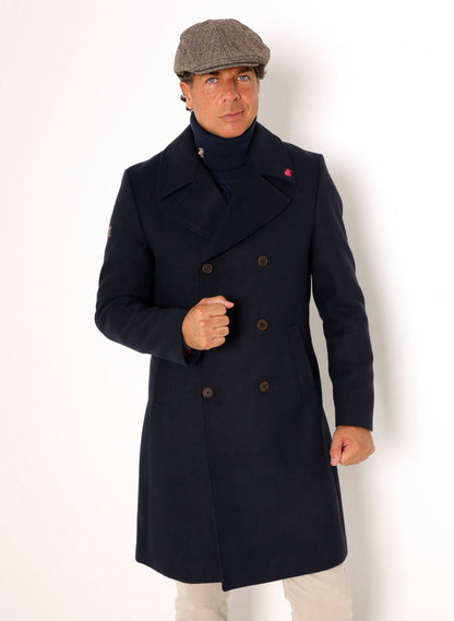 Manteau long bleu marine pour hommes