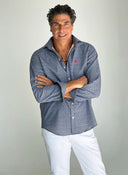 Camisa Azul Estampado Cachemir Hombre