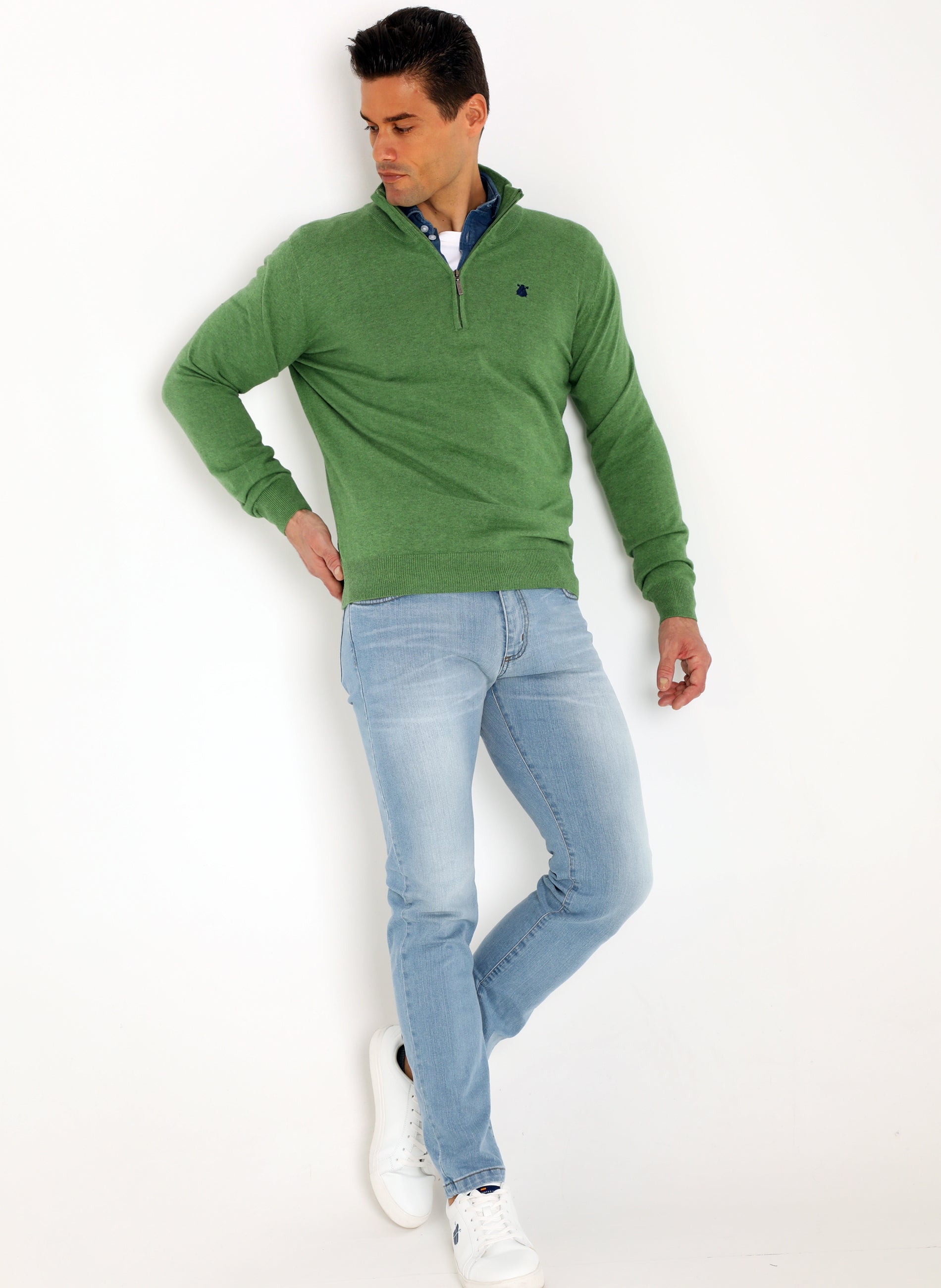 Men's Green Zipper Sweater